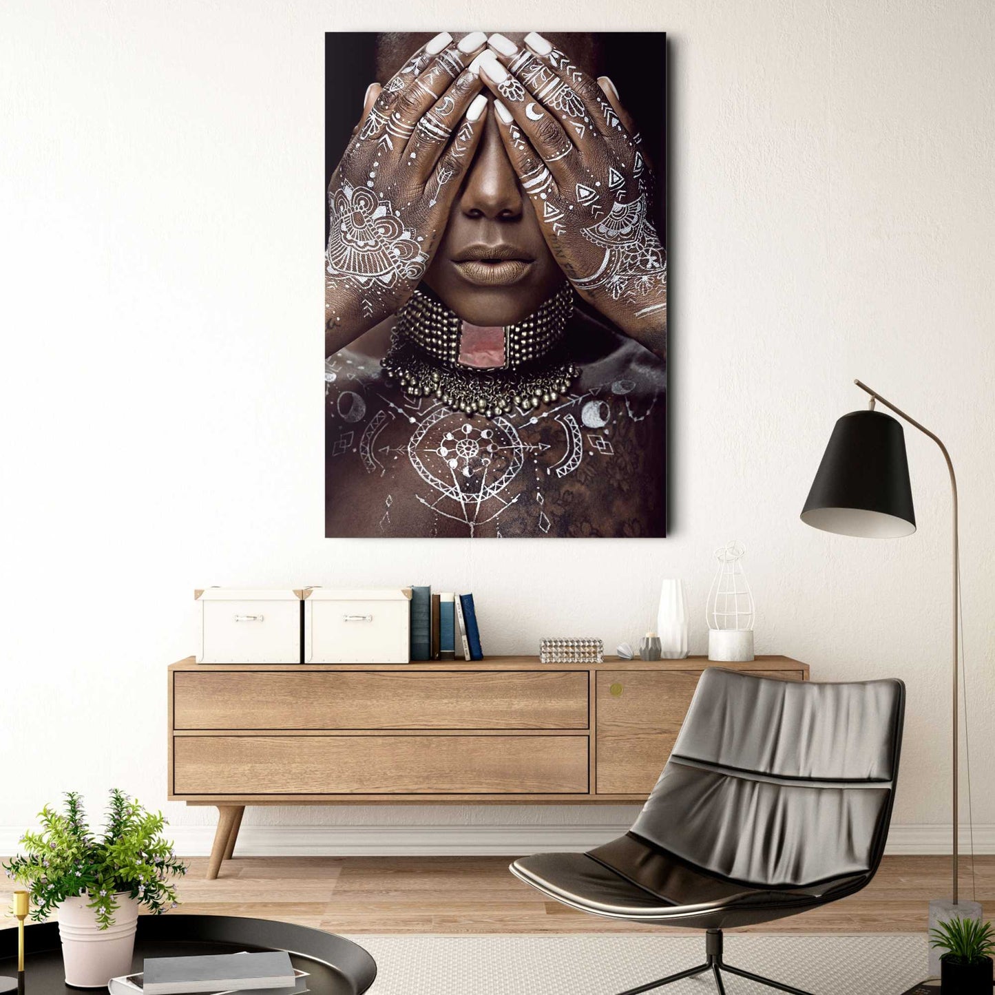 Glasschilderij Afrikaanse Henna 116x78