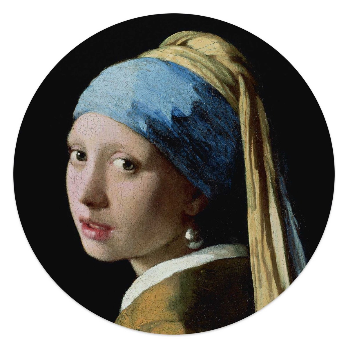 Glasschilderij Vermeer - Meisje met de Parel 50 Rond - Reinders