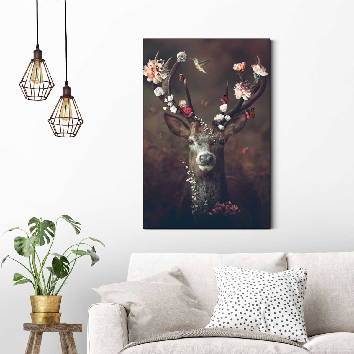 Schilderij Bloemenhert 90x60 - Reinders