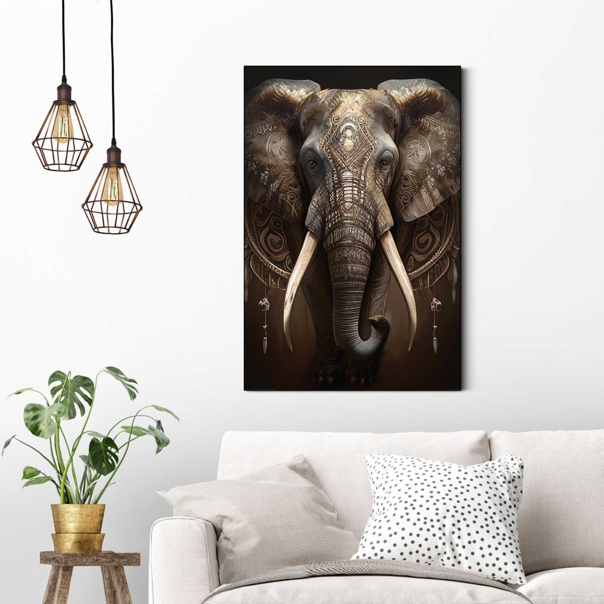 Schilderij Decorated Elephant 90x60 - Reinders