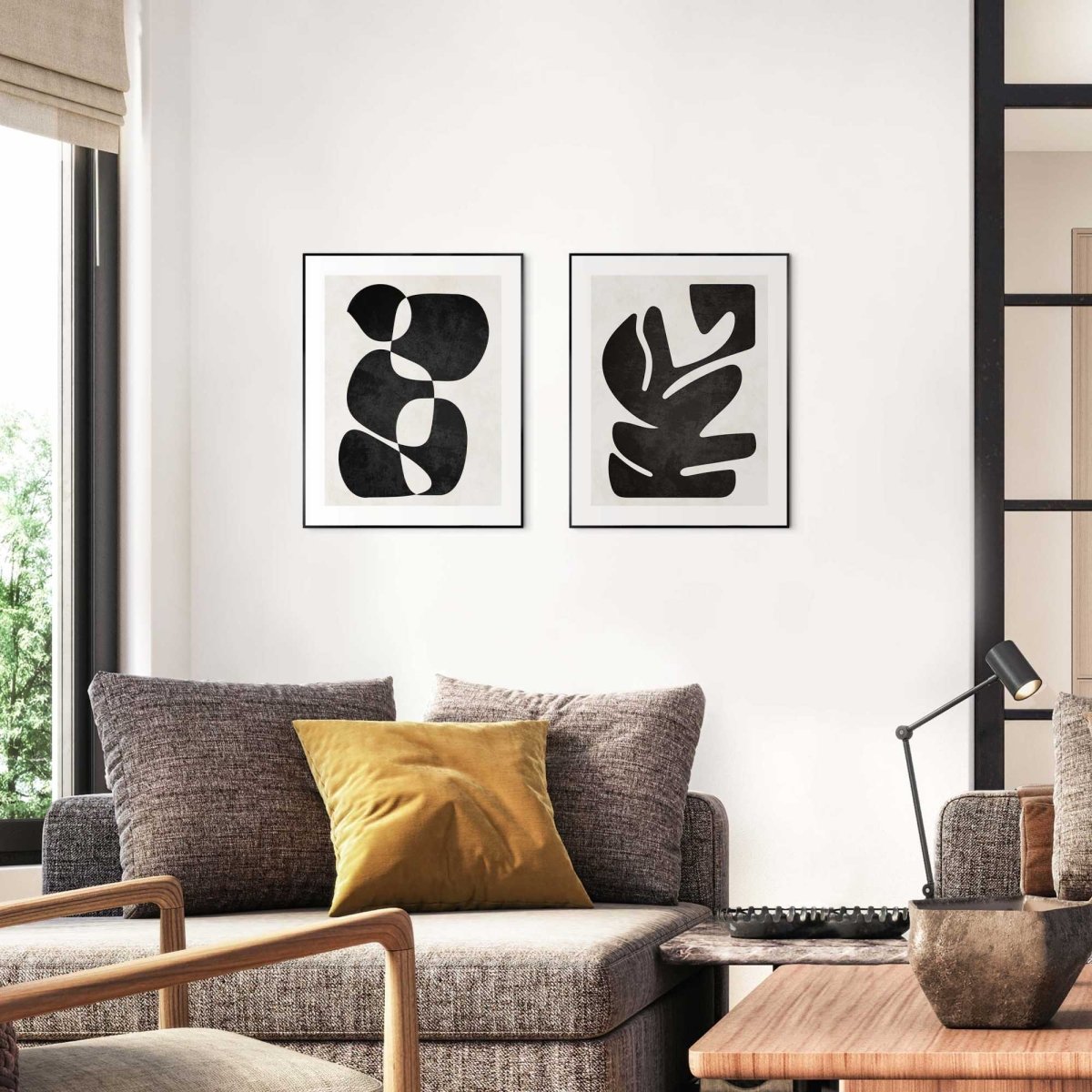 Schilderijen set Abstract Twin Black Set 50x40 - Reinders