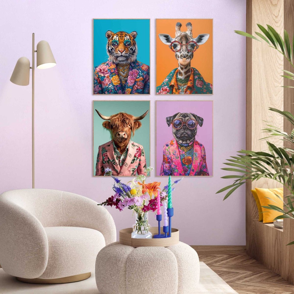 Schilderijen set Dandy Animals 40x30 - Reinders