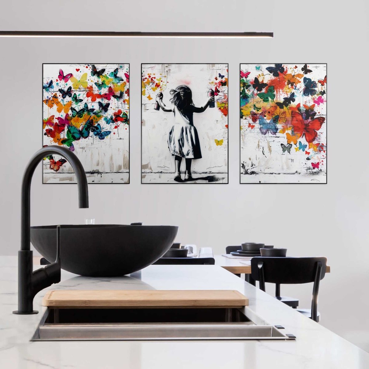 Schilderijen set Wolk van vlinders 70x50 - Reinders