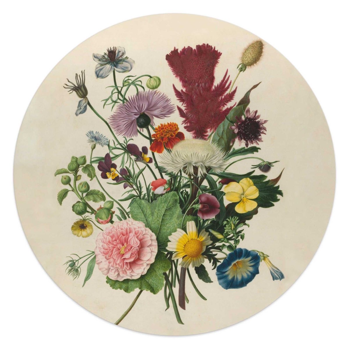 Glasschilderij Bloemen boeket 50 Rond - Reinders