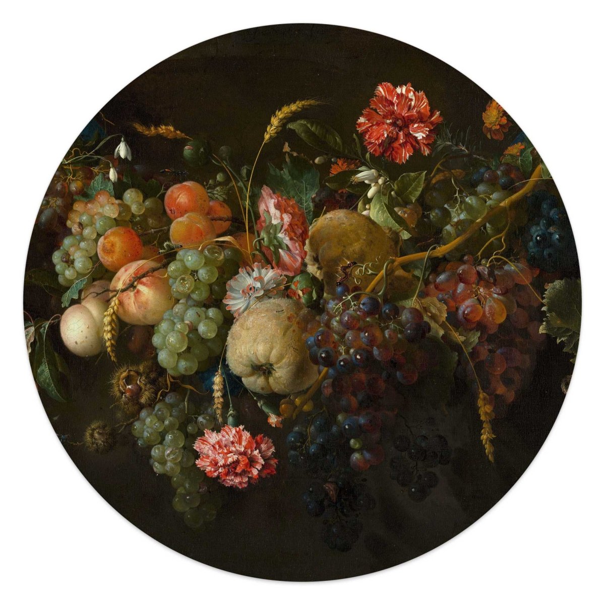 Glasschilderij De Heem Guirlande van vruchten 50 Rond - Reinders