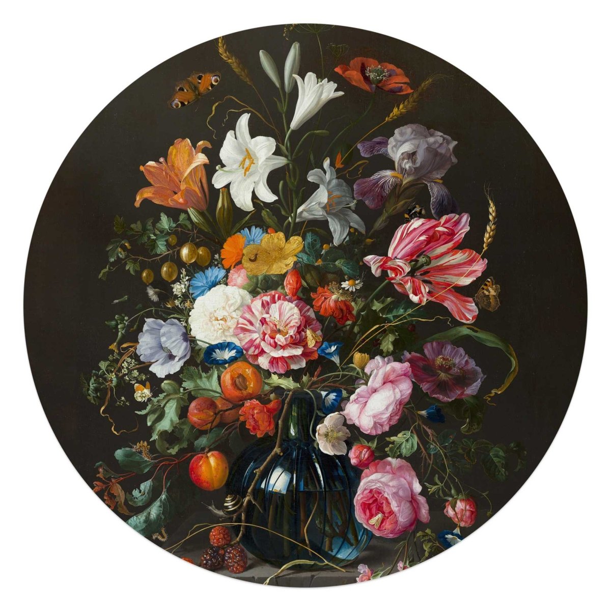 Glasschilderij De Heem Stilleven op vaas 70 Rond - Reinders