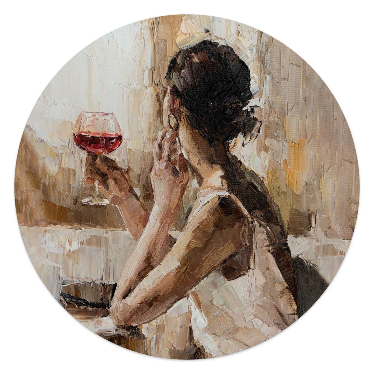 Glasschilderij Evening Wine 50 Rond - Reinders