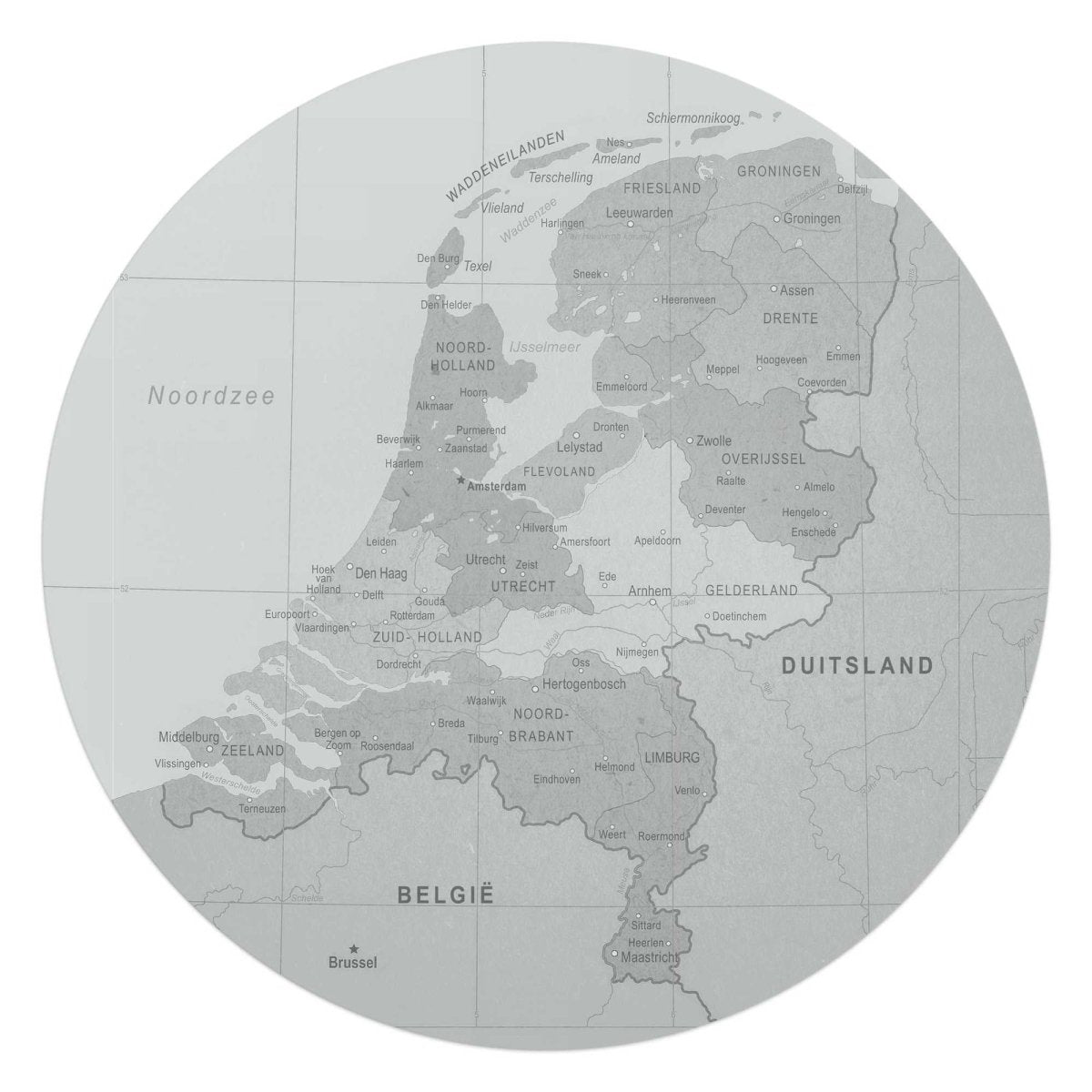 Glasschilderij Kaart van Nederland 70 Rond - Reinders