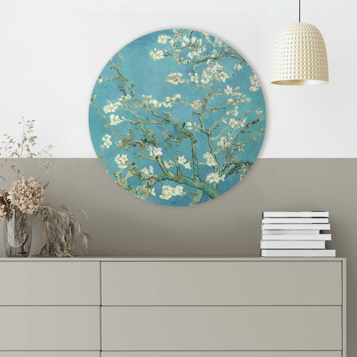 Glasschilderij Van Gogh Amandelbloesem 50 Rond - Reinders
