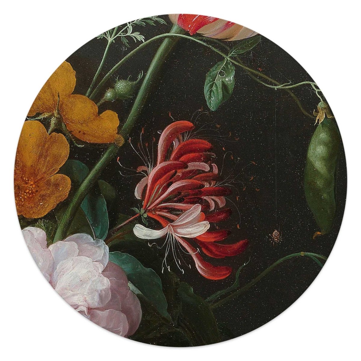 Plexiglasschilderij De Heem Stilleven met bloemen 50 Rond - Reinders