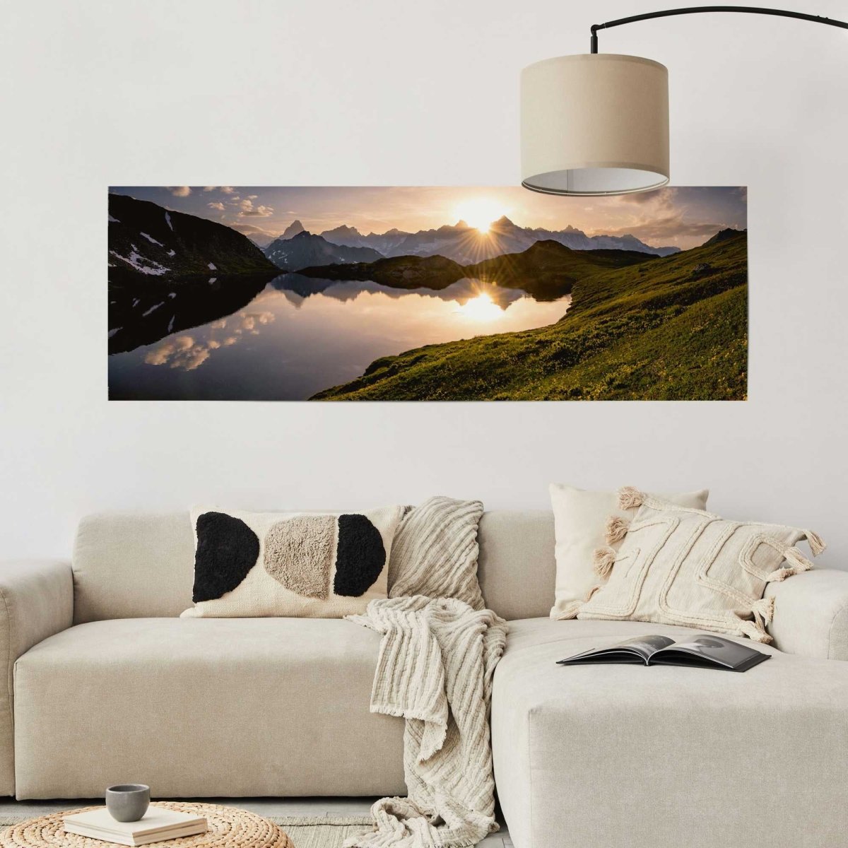 Poster Bergmeer bij zonsondergang 53x158 - Reinders