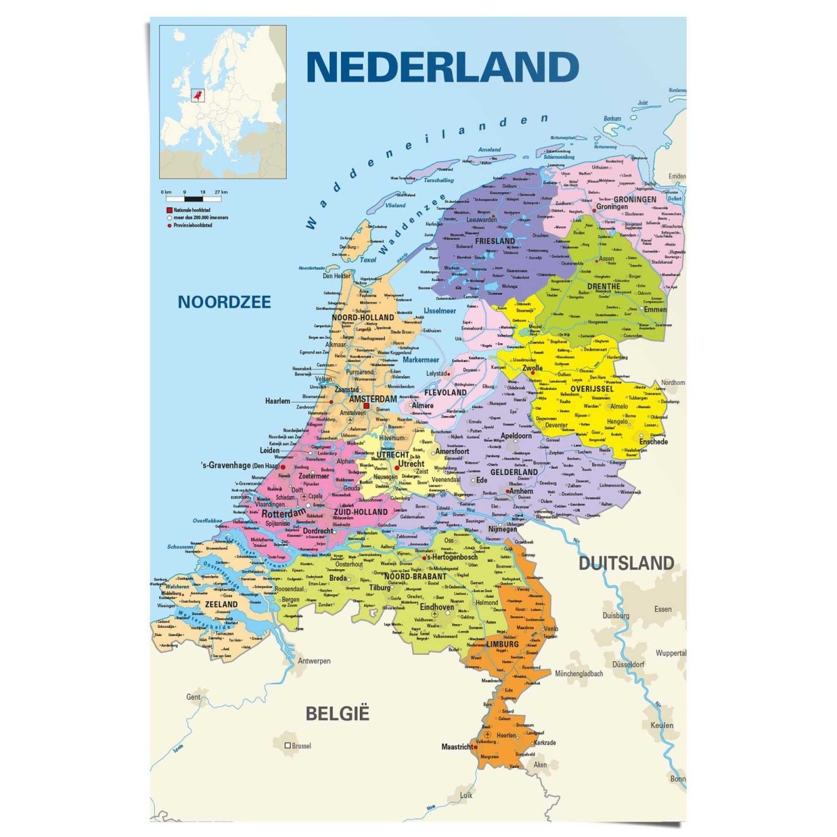 Poster Landkaart 91,5x61 - Reinders