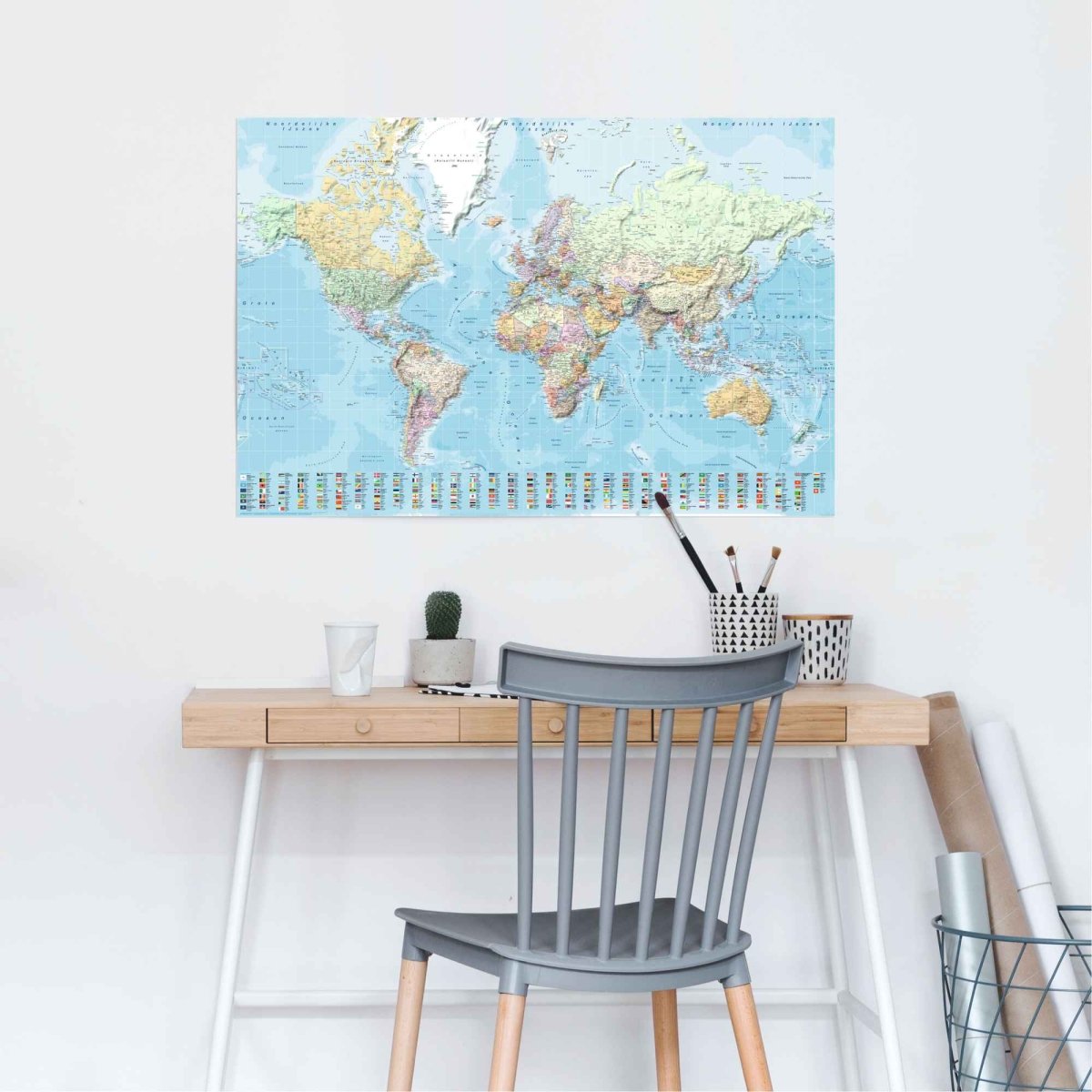 Poster Wereldkaart - nederlandstalig 61x91,5 - Reinders