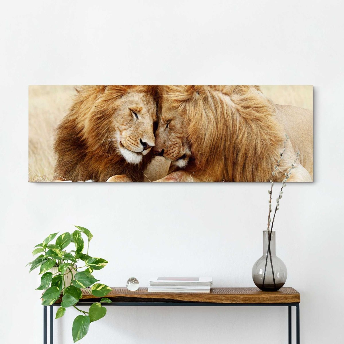 Schilderij Leeuwenpaar 40x118 - Reinders