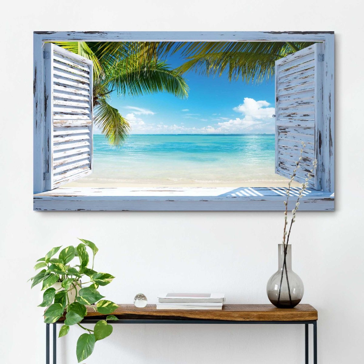 Schilderij Uitzicht over tropisch strand 70x118 - Reinders