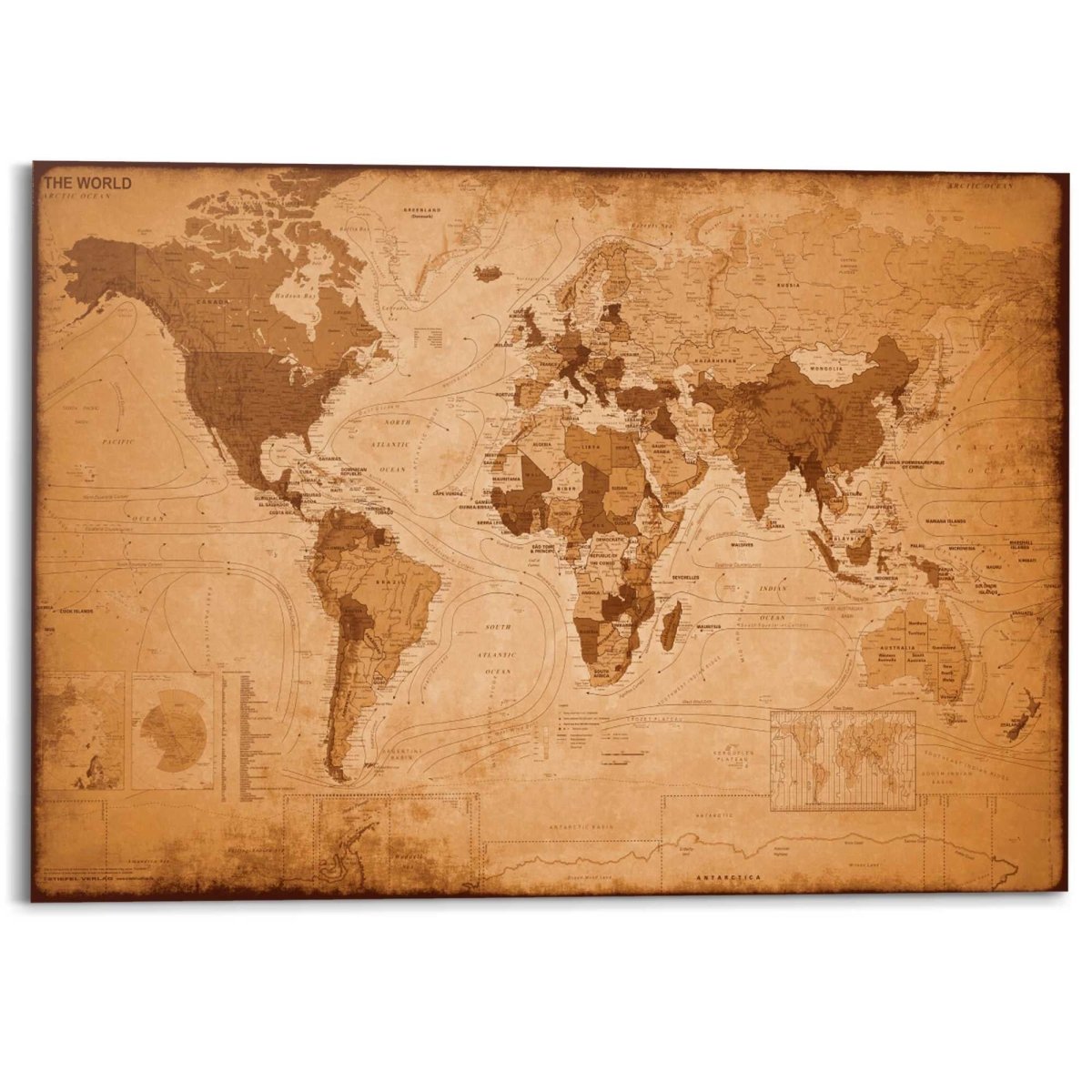 Schilderij Wereldkaart antiek 100x140 - Reinders