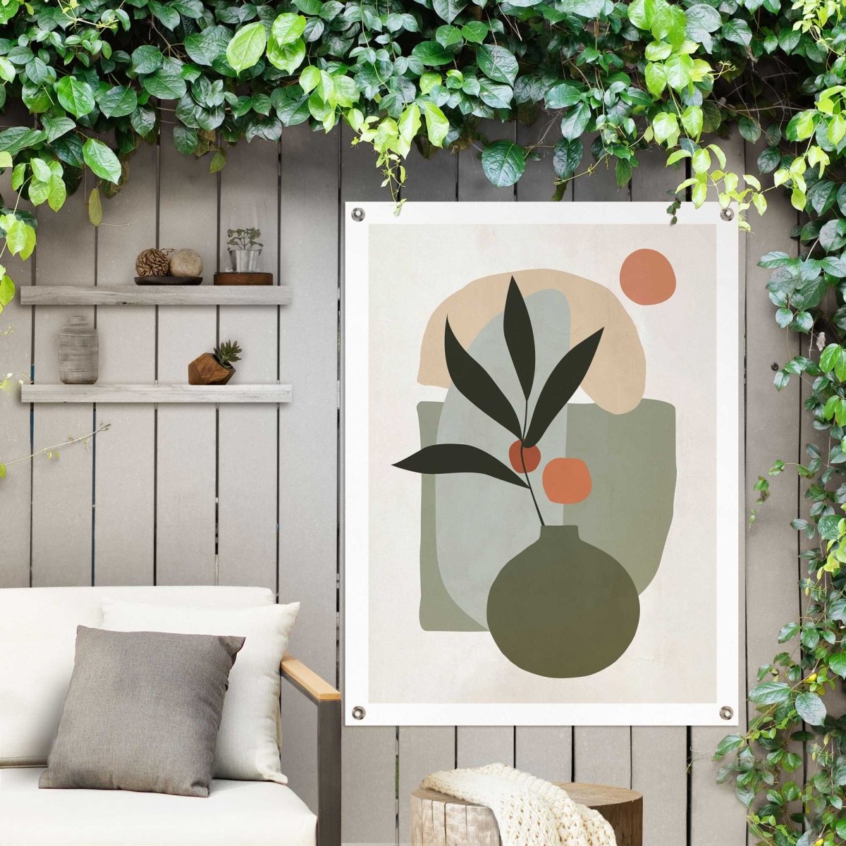 Tuinposter Vaas met bloemen 80x60 - Reinders