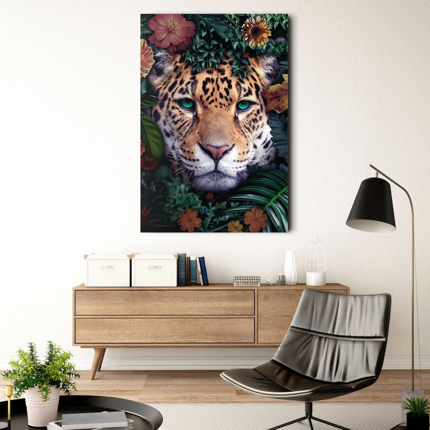 Glasschilderij Jungle luipaard 116x78