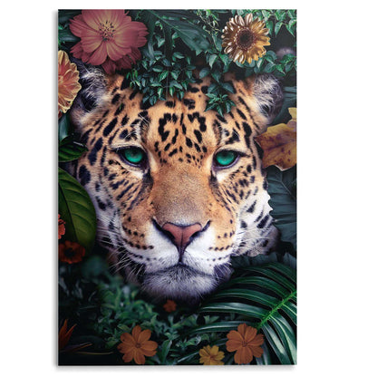 Glasschilderij Jungle luipaard 116x78