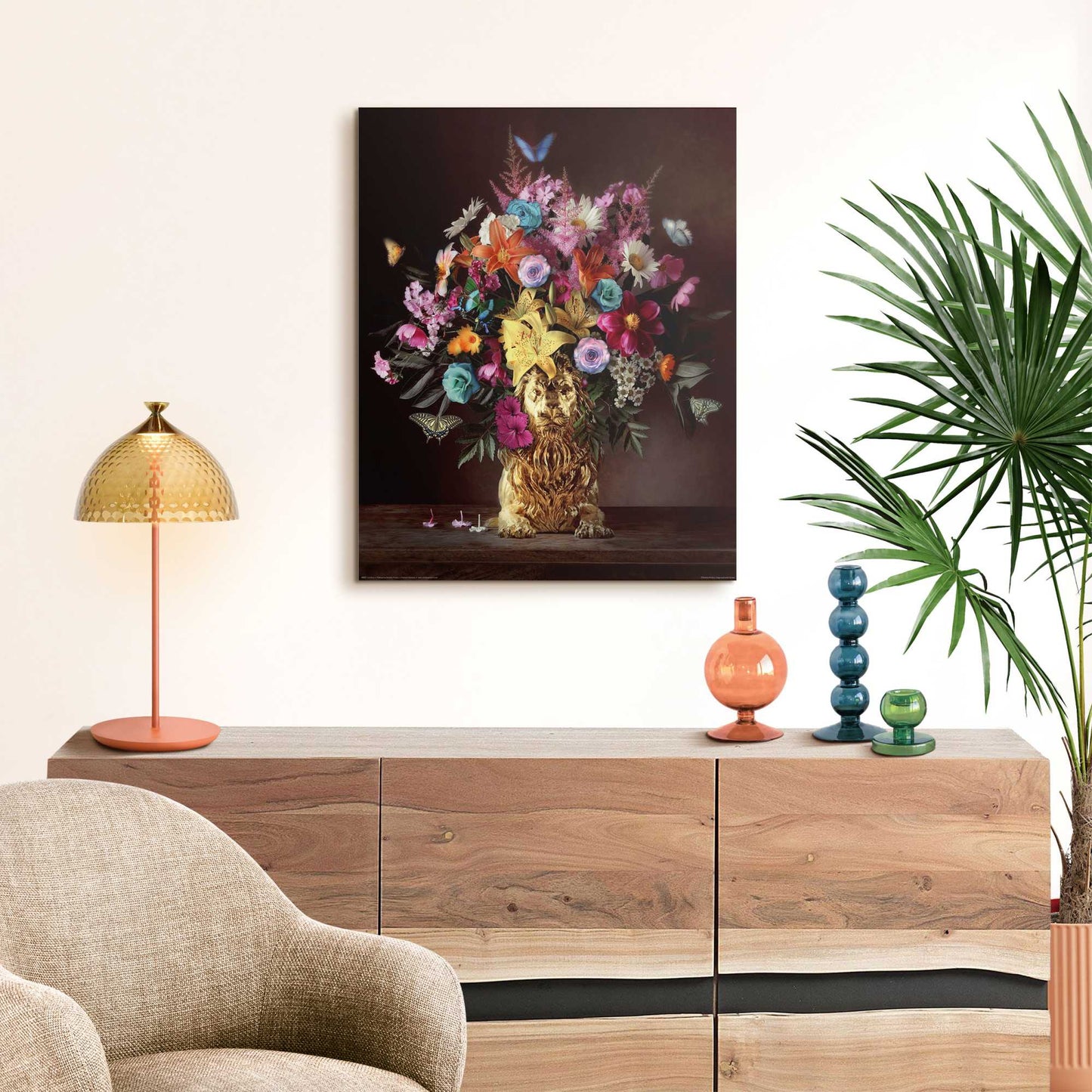 Schilderij Bloemenleeuw 50x40