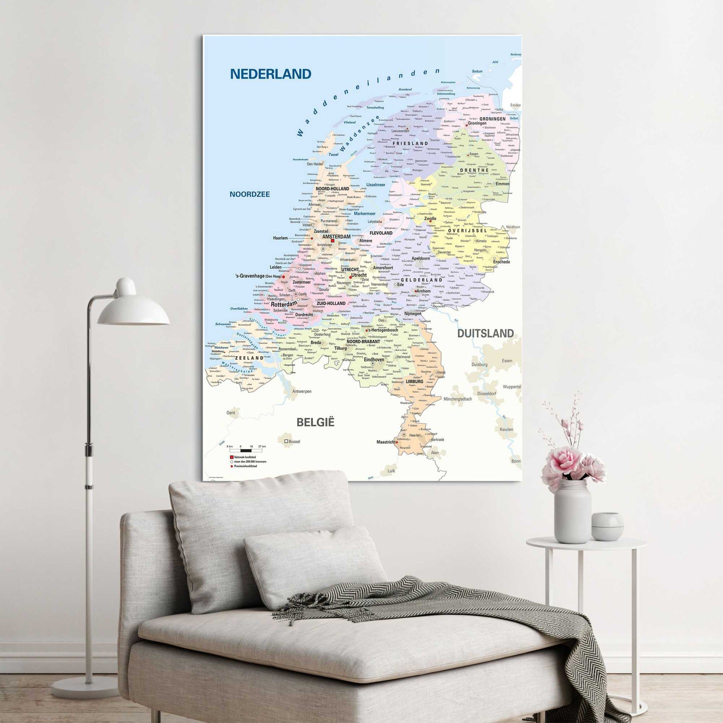 Schilderij Schoolkaart Nederland 140x100