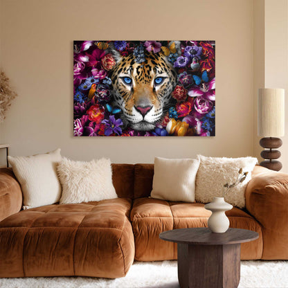 Glasschilderij Bloemen tijger 78x116