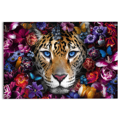 Glasschilderij Bloemen tijger 78x116