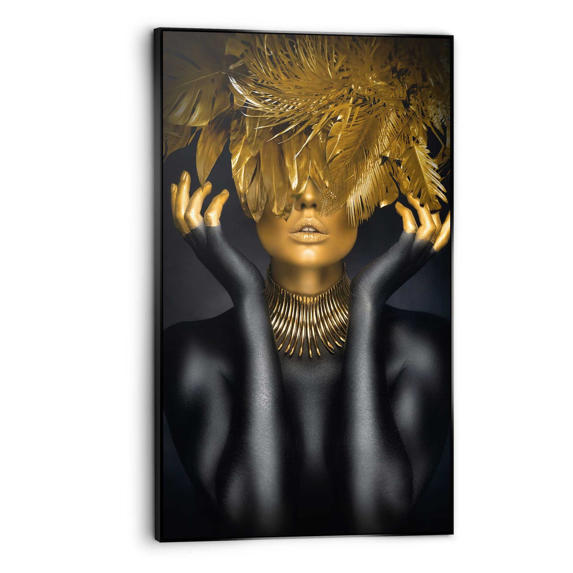 Art Frame Vrouw met gouden veren 118x70