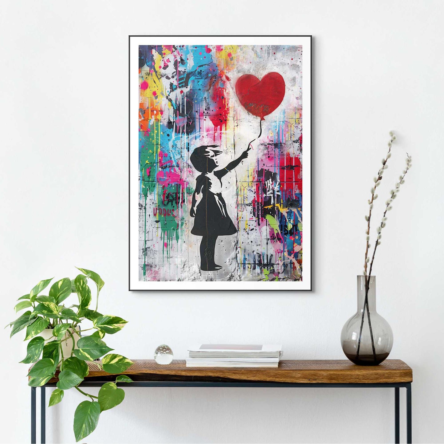 Schilderij Red Balloon Grafitti 70x50