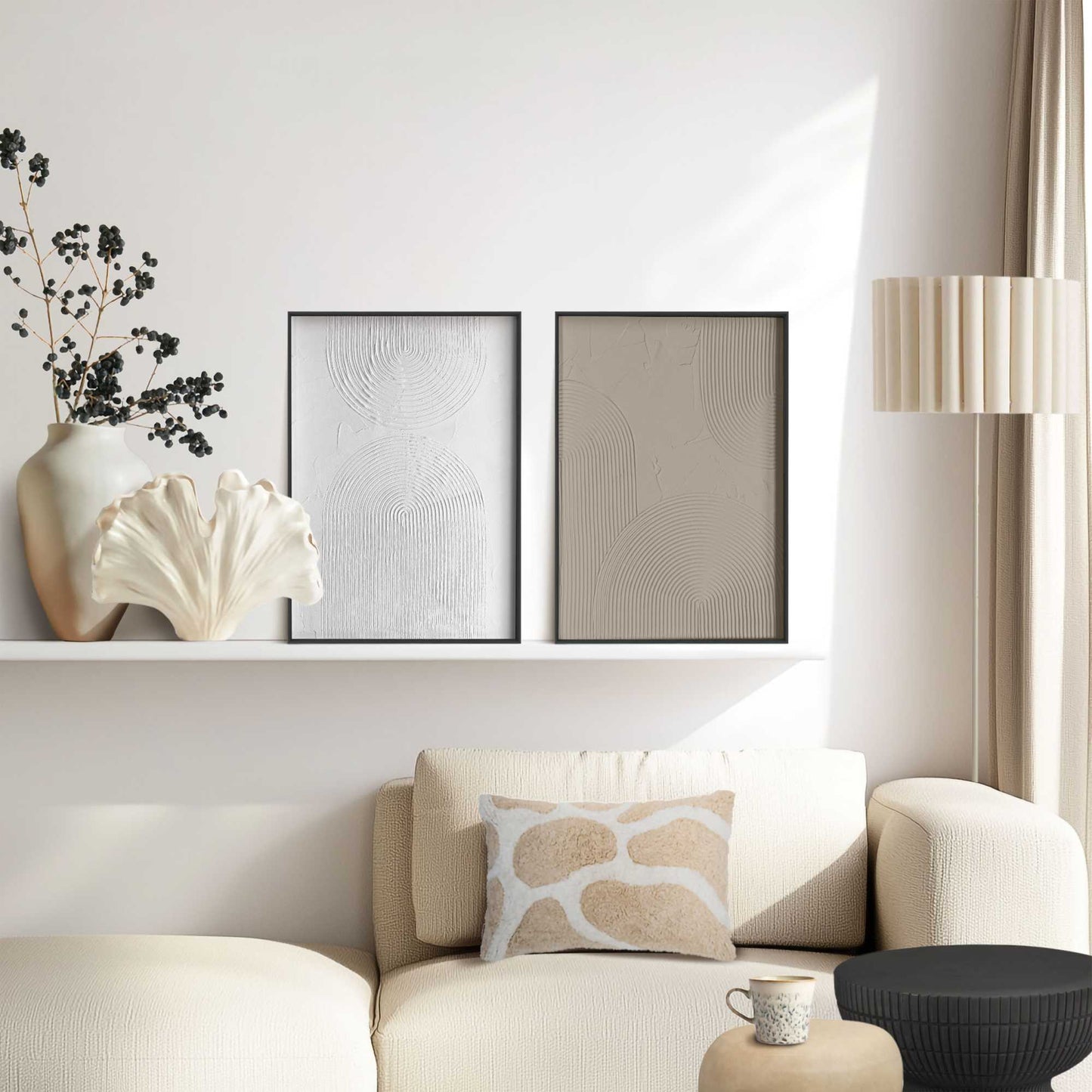 Abstracte wanddecoratie set met structuur Reliëf bogen