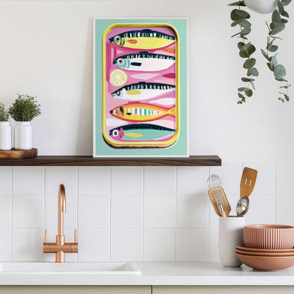 Schilderij Kleurrijke Sardientjes 30x20