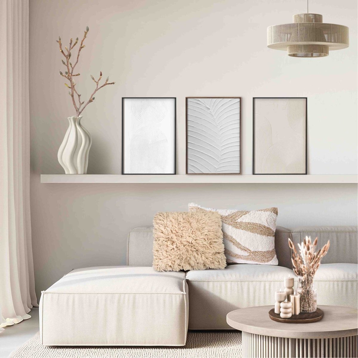 Abstracte wanddecoratie set met structuur Organische Patronen 40x30 - Reliëf Art - Reinders