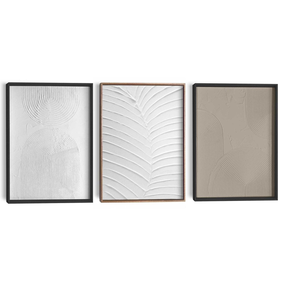 Abstracte wanddecoratie set met structuur Organische Patronen 40x30 - Reliëf Art - Reinders