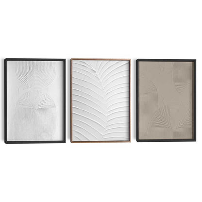 Abstracte wanddecoratie set met structuur Organische Patronen 40x30 - Reliëf Art - Reinders