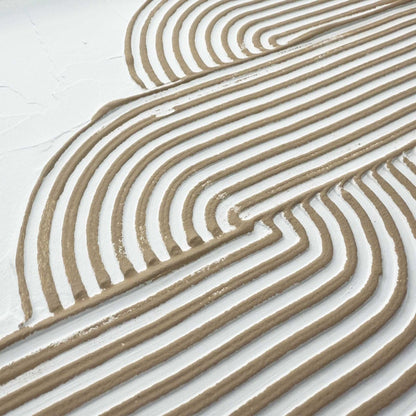 Abstracte wanddecoratie set met structuur Taupe bogen 40x30 - Reliëf Art - Reinders