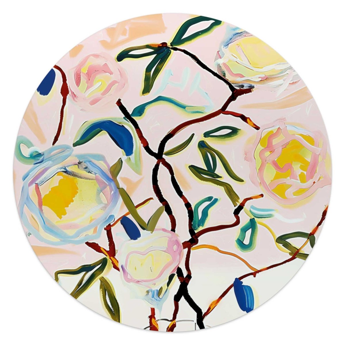 Glasschilderij Abstracte Bloesem 50 Rond - Reinders