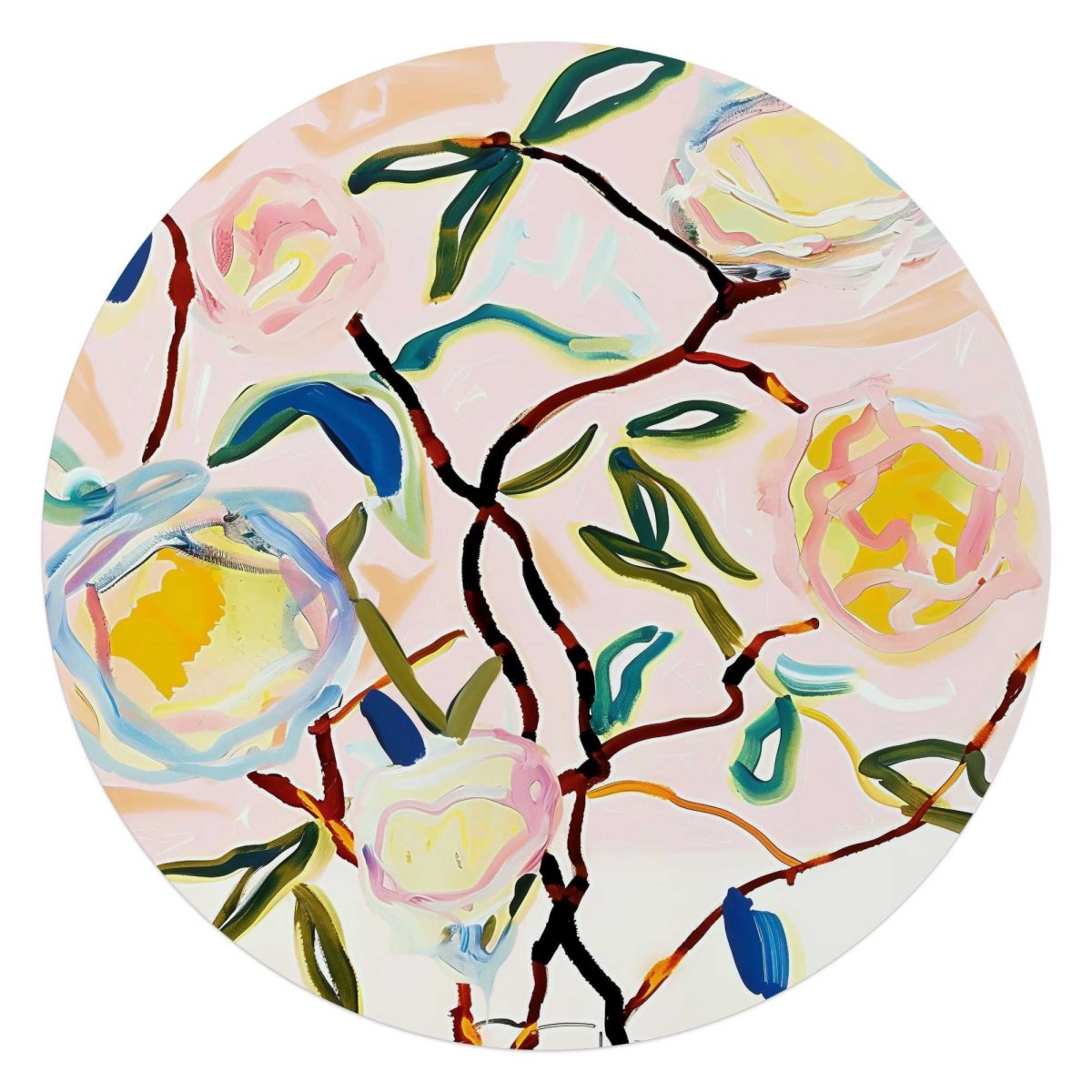 Glasschilderij Abstracte Bloesem 70 Rond - Reinders