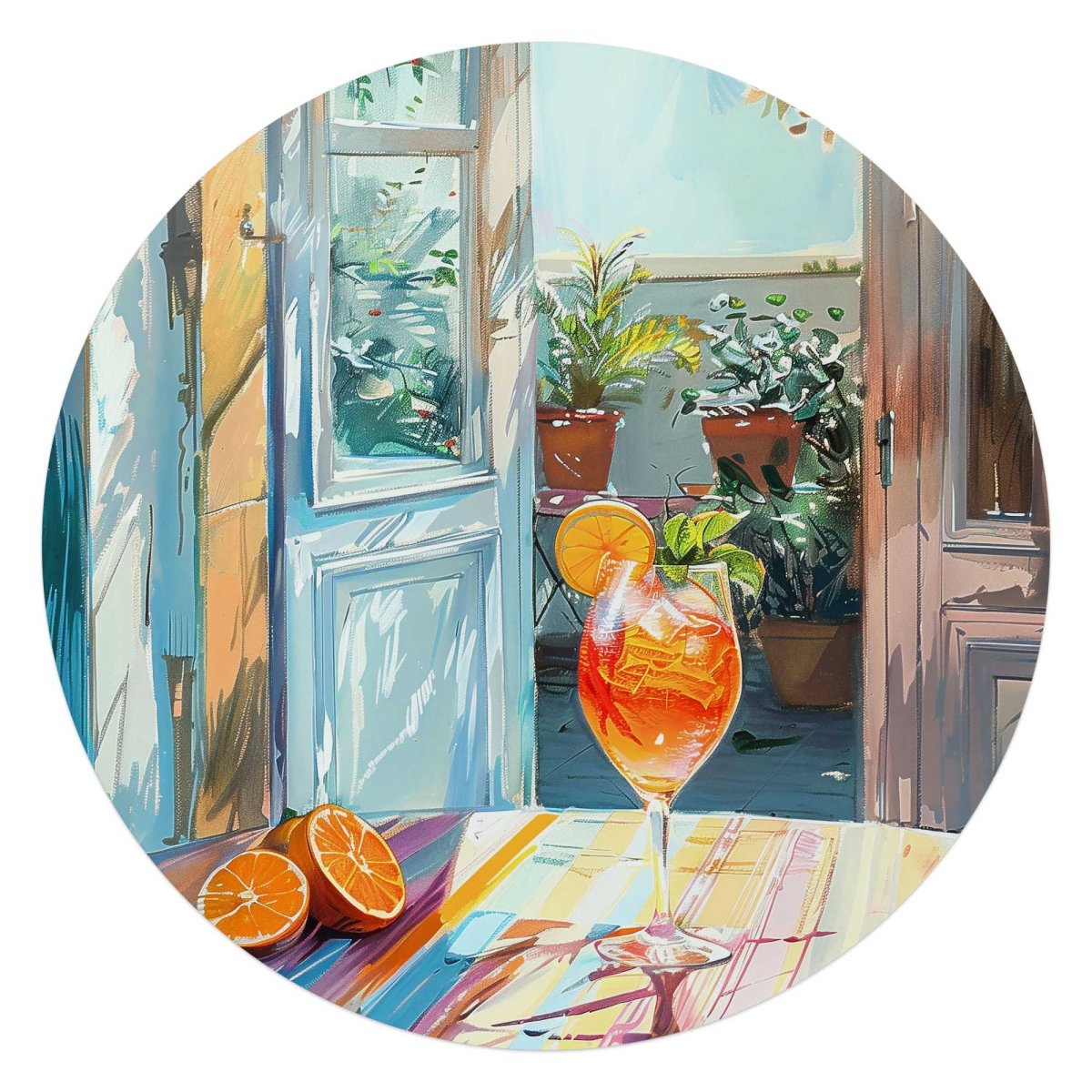 Glasschilderij Aperol in de zon 70 Rond - Reinders