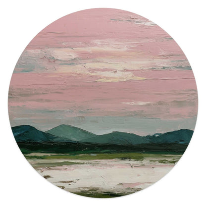 Glasschilderij Bergen in roze wolken II 50 Rond - Reinders