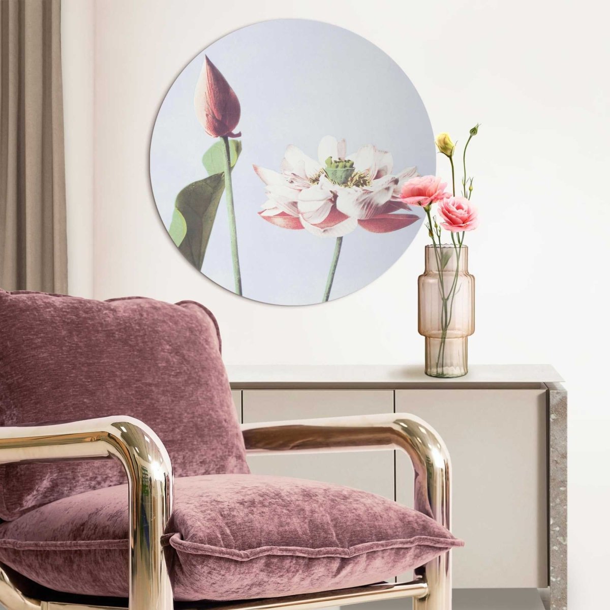 Glasschilderij Elegante Bloem 70 Rond - Reinders