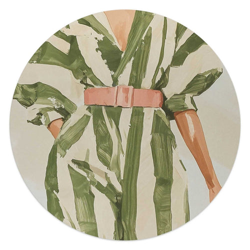 Glasschilderij Groen gestreepte outfit 50 Rond