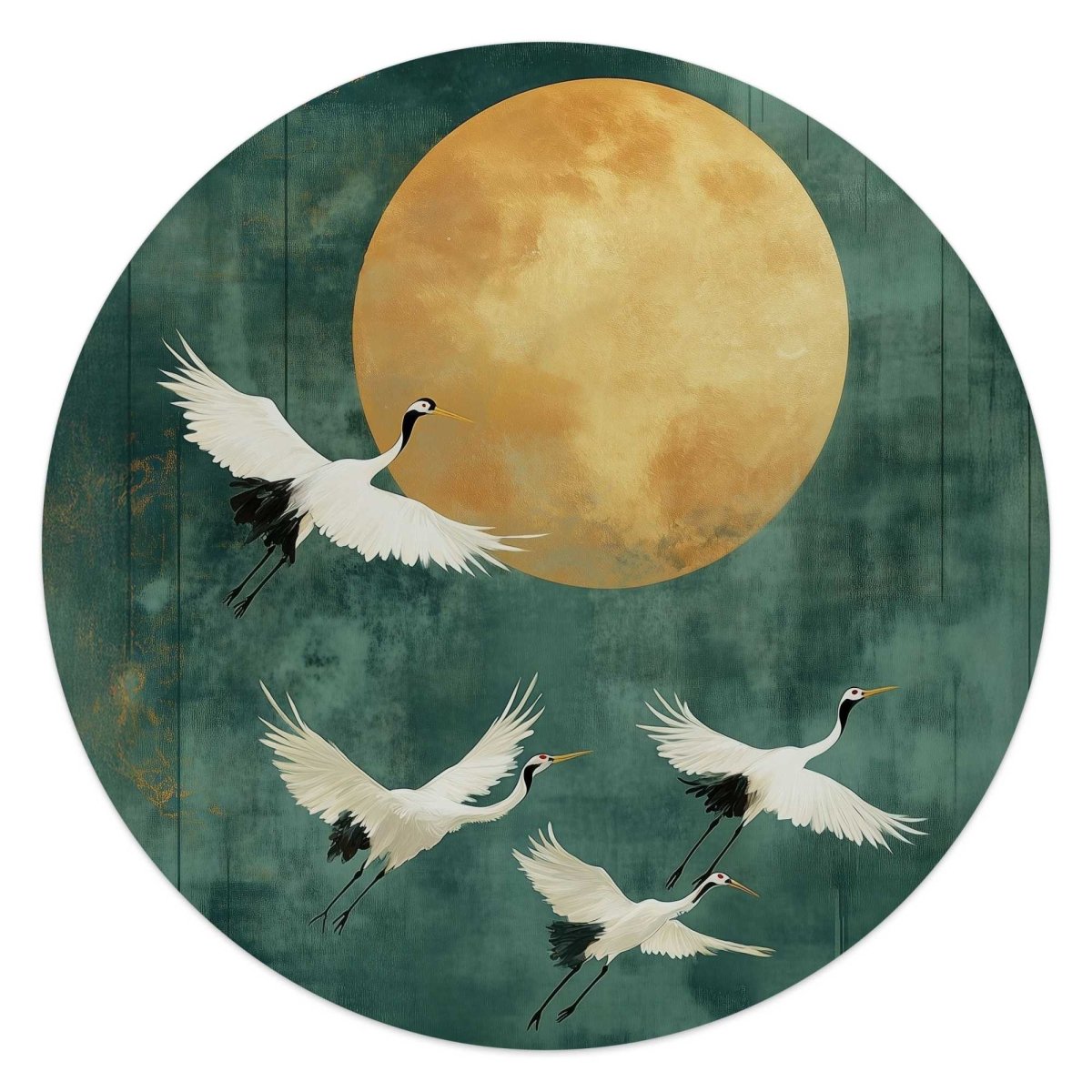 Glasschilderij Kraanvogels in de nacht 50 Rond - Reinders