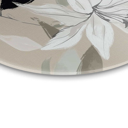 Glasschilderij Linen bloemen I 50 Rond - Deco Glas - Reinders