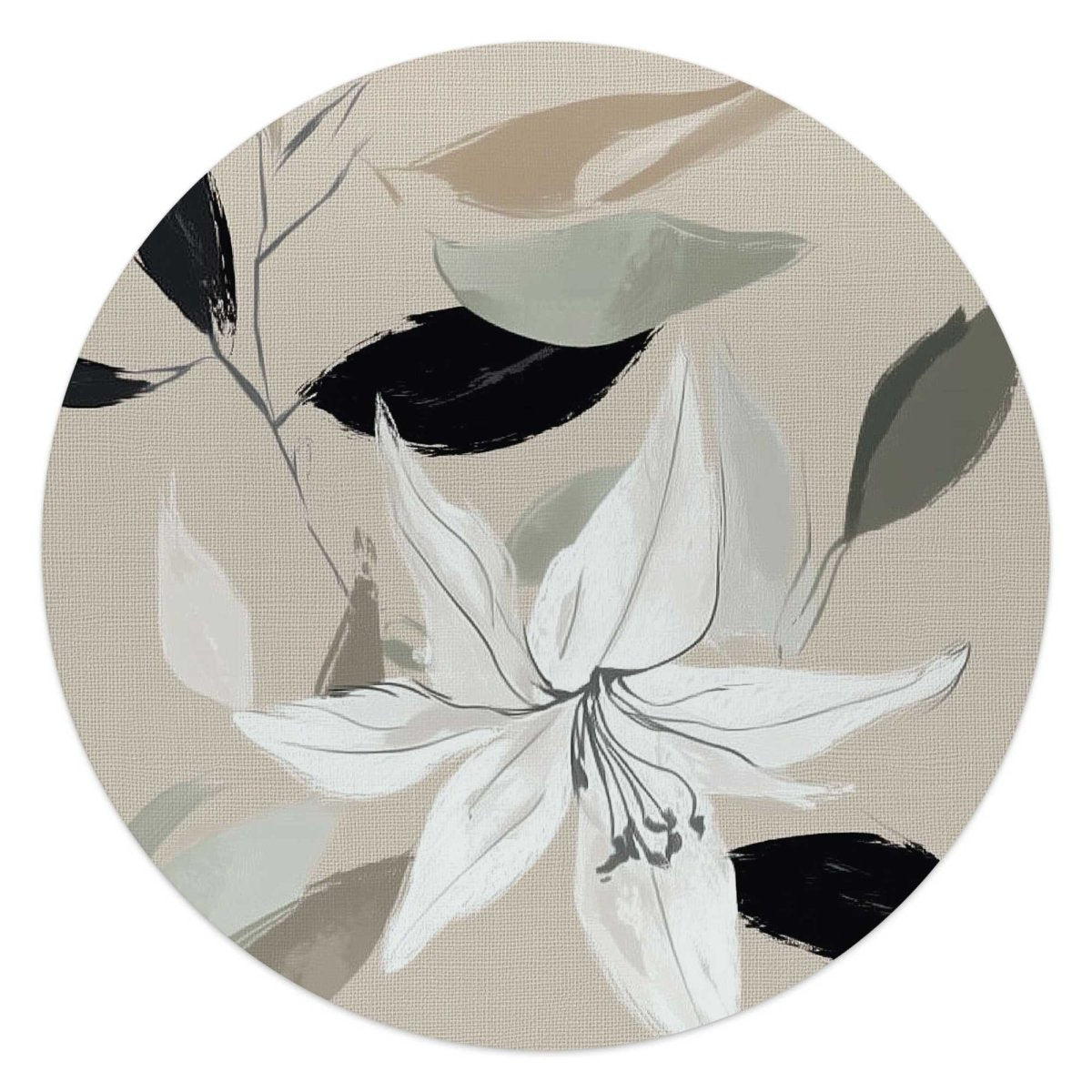 Glasschilderij Linen bloemen I 50 Rond - Deco Glas - Reinders