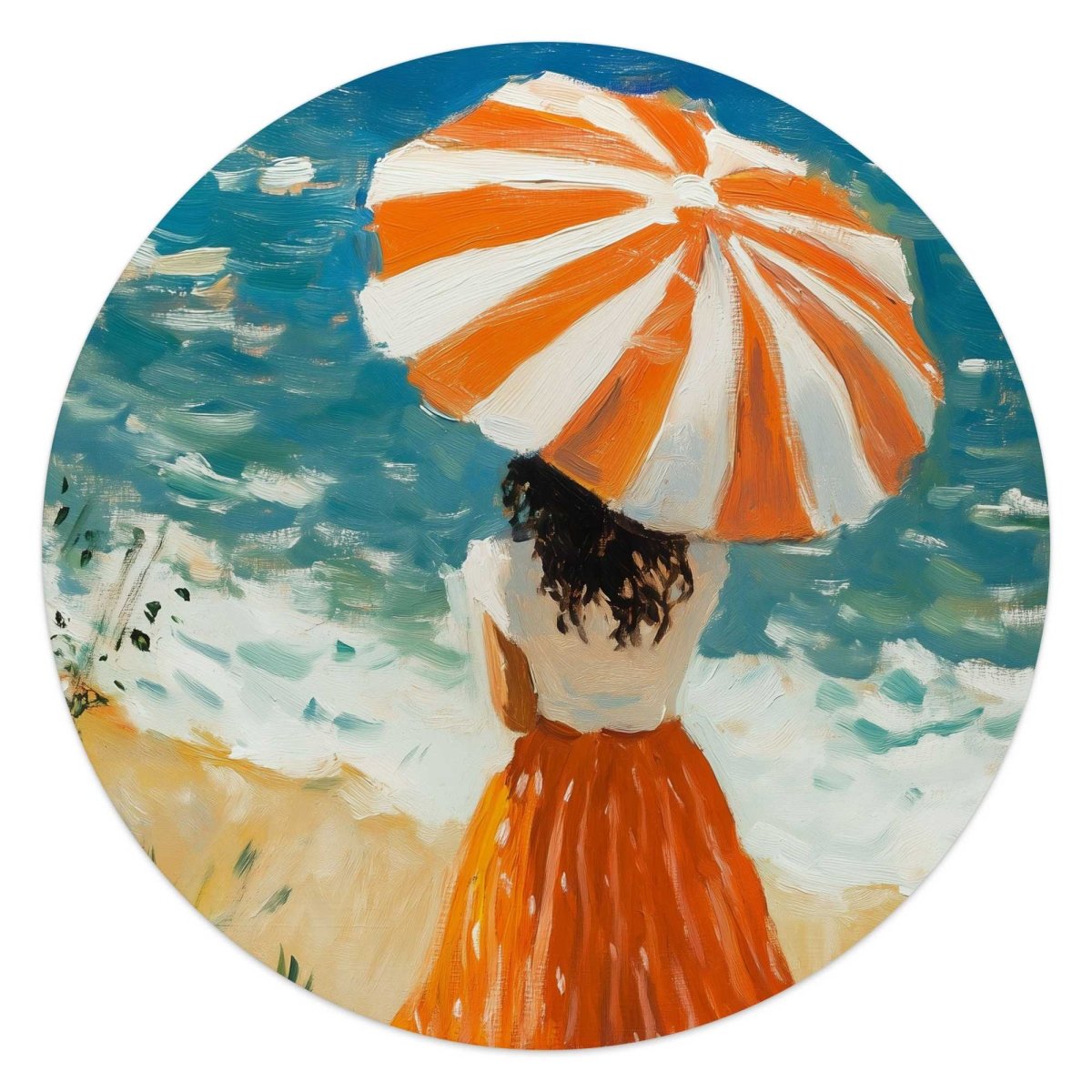 Glasschilderij Meisje met parasol 50 Rond - Reinders