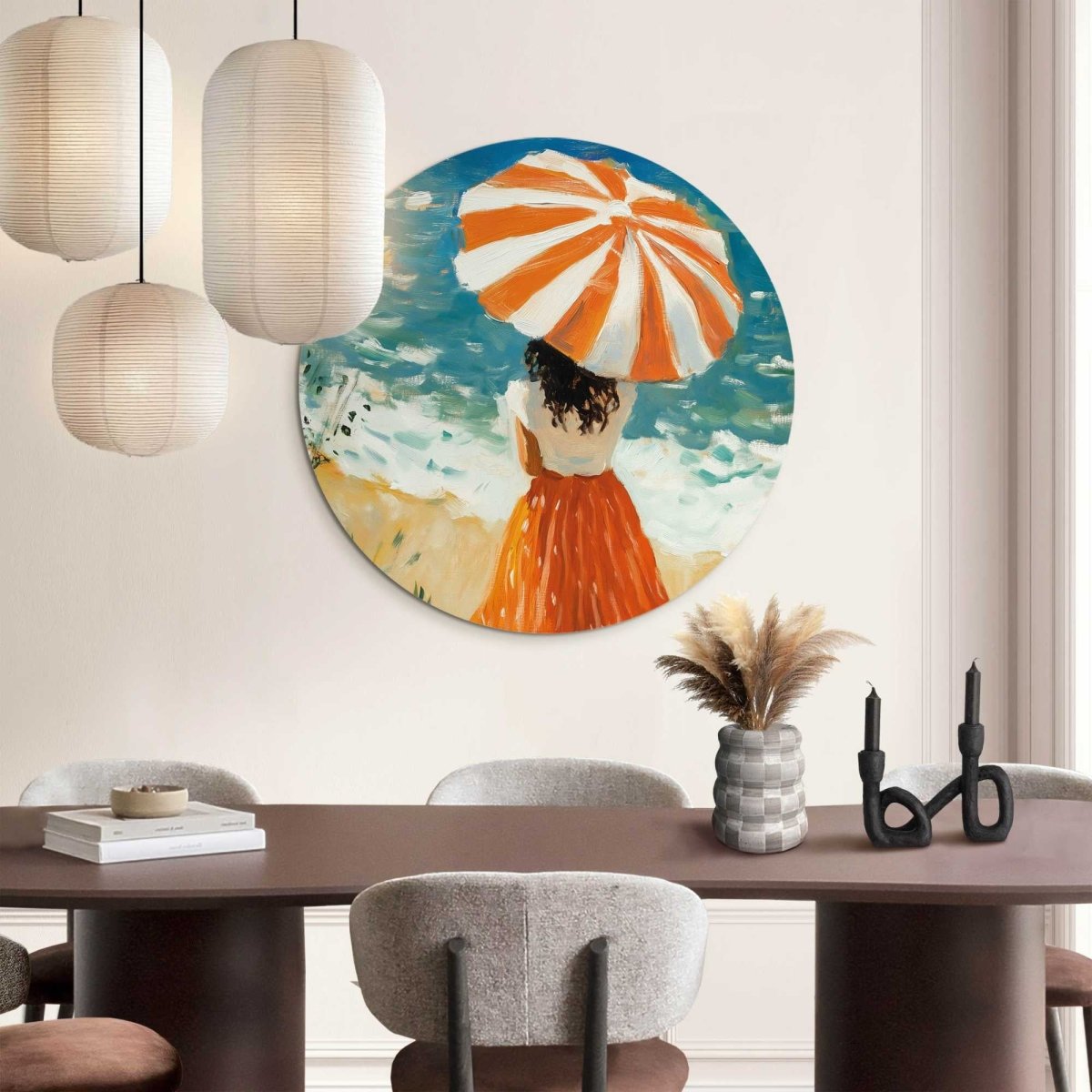Glasschilderij Meisje met parasol 70 Rond - Reinders