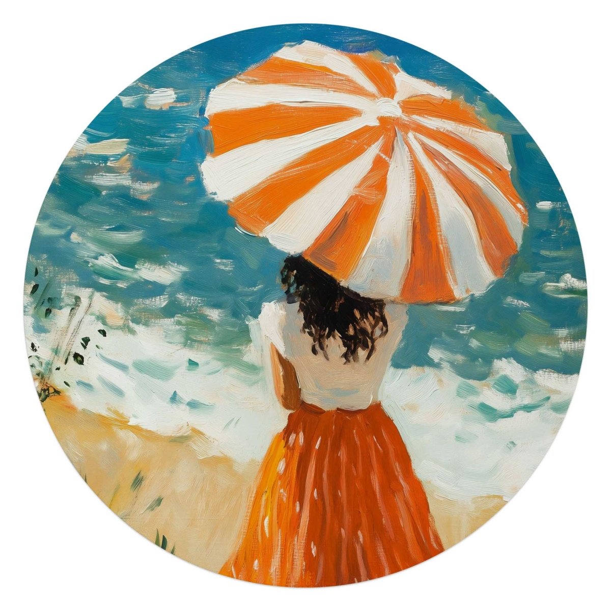 Glasschilderij Meisje met parasol 70 Rond - Reinders