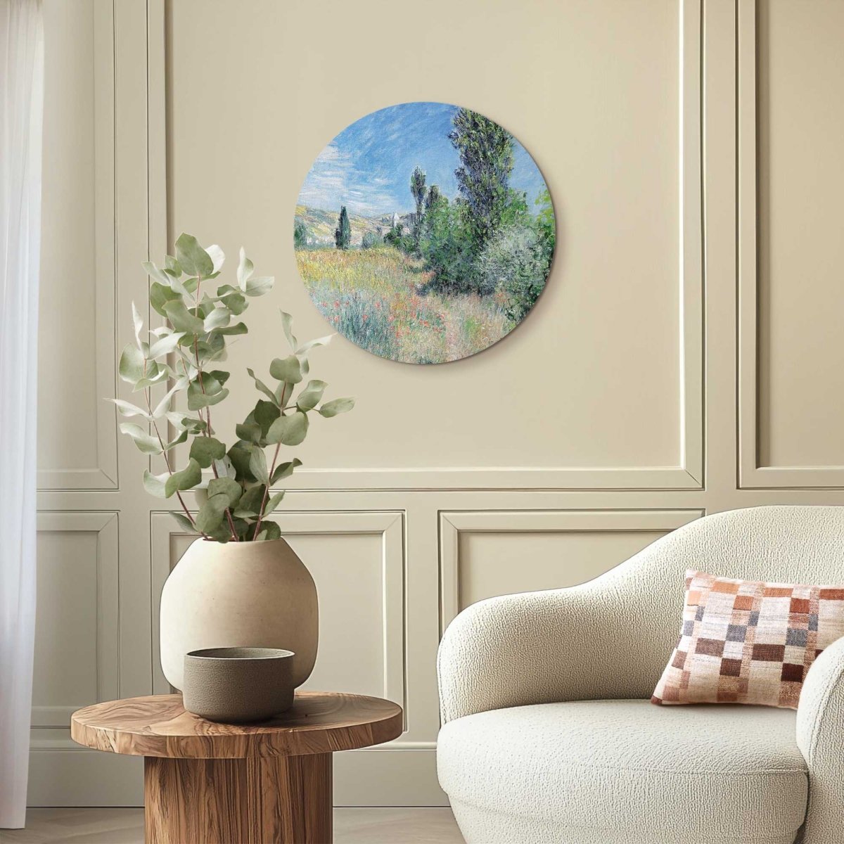 Glasschilderij Monet - landschap in Ile Saint - Martin 50 Rond - Reinders
