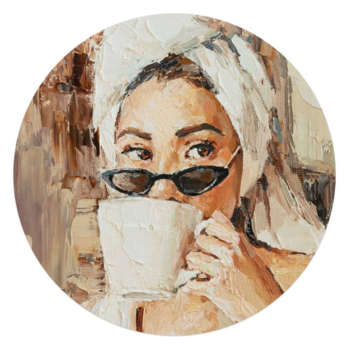Glasschilderij Ochtendkoffie 70 Rond