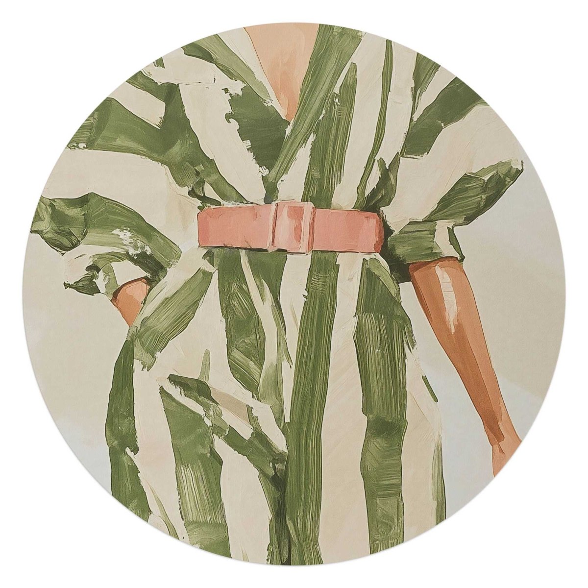 Glasschilderij Outfit groene strepen 70 Rond - Reinders